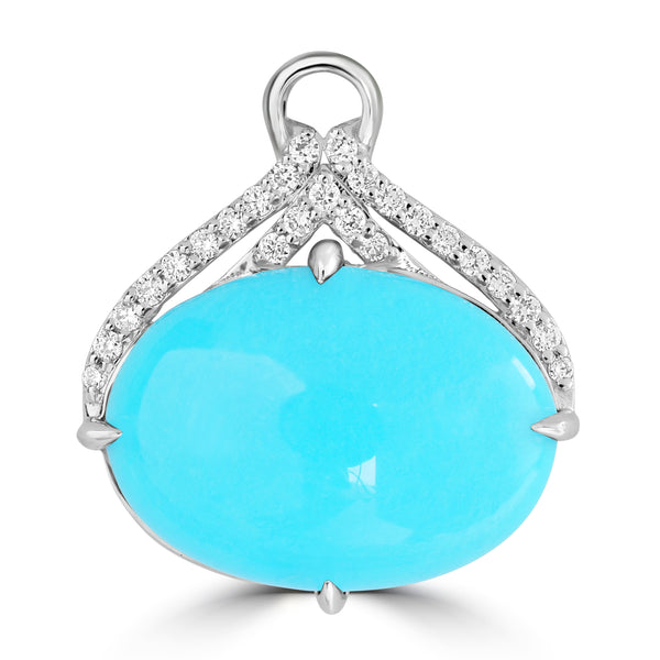 3.61ct Turquoise Pendants with 0.094tct Diamond set in 14K White Gold