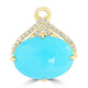 3.91ct Turquoise Pendants with 0.096tct Diamond set in 14K Yellow Gold