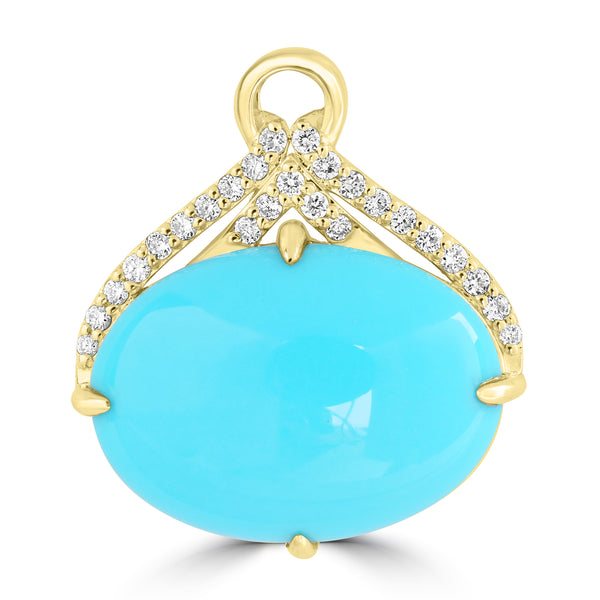 3.91ct Turquoise Pendants with 0.096tct Diamond set in 14K Yellow Gold