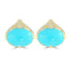 8.77ct Turquoise Earrings with 0.13tct Diamond set in 14K Yellow Gold