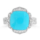 6.09ct Turquoise Rings with 0.318tct Diamond set in 14K White Gold