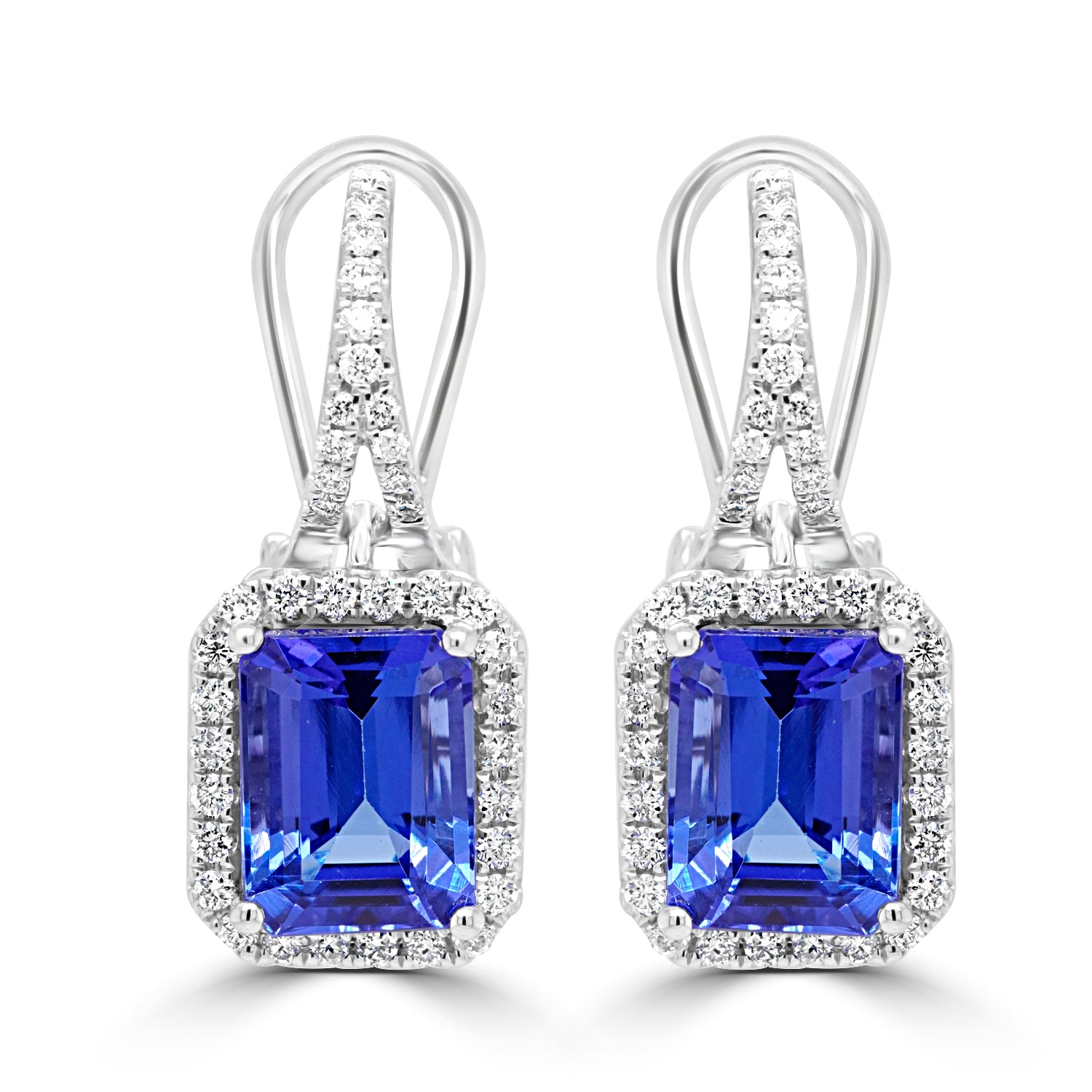 5.32ct Tanzanite Earring with 0.56ct Diamonds set in 14K White Gold