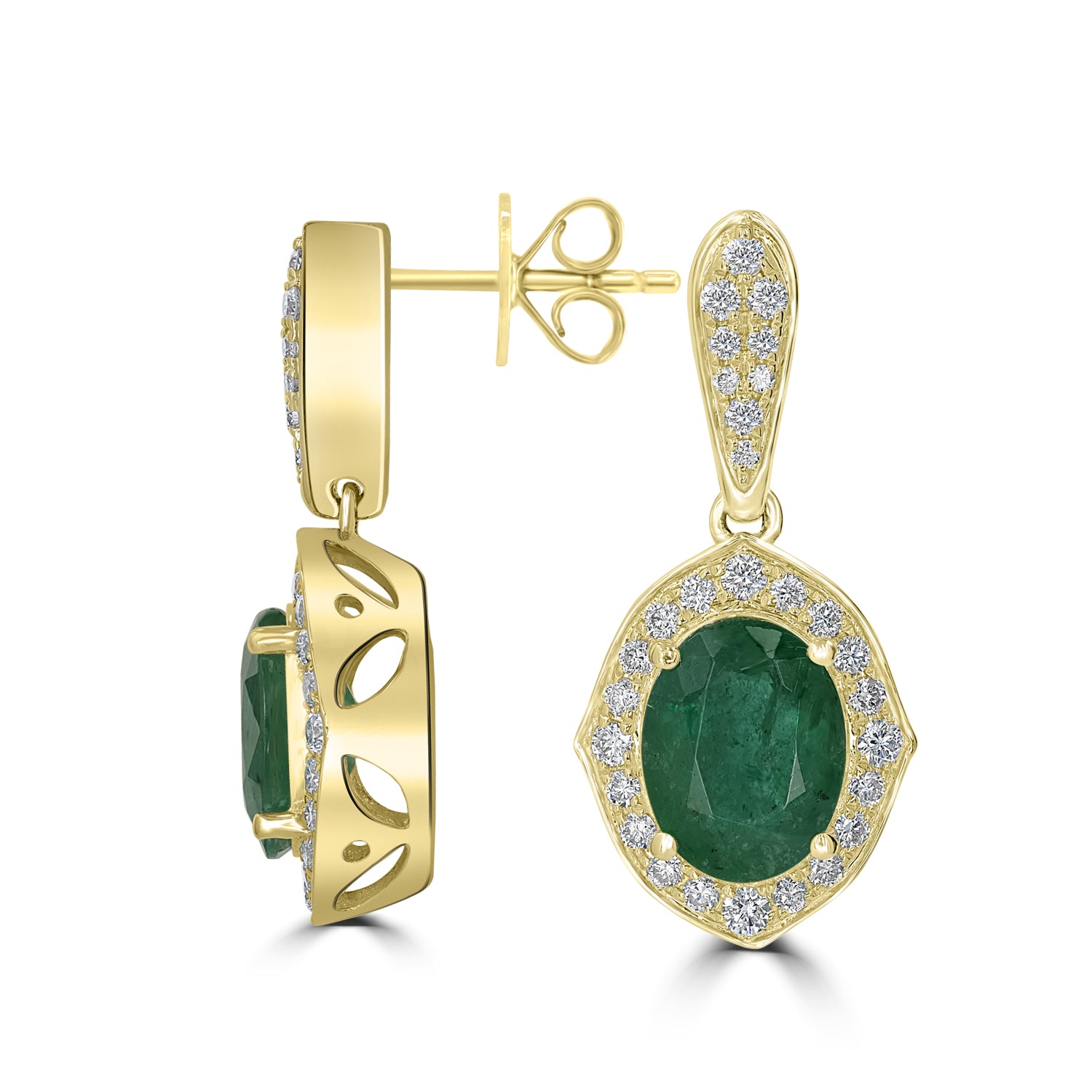 Upside Down Set Emerald Earrings In Black Gold - Gemrize