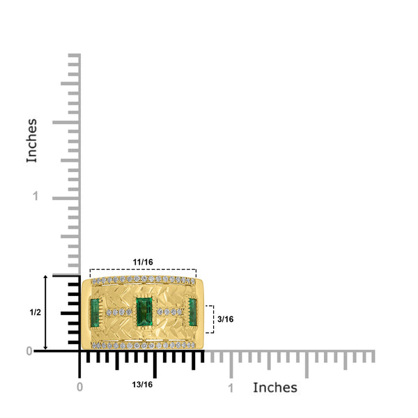 0.432ct Emerald Rings with 0.156tct Diamond set in 18K Yellow Gold